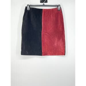 Vintage The Limited Color‎ Block Leather Skirt Size 12 Y2K Chic Retro